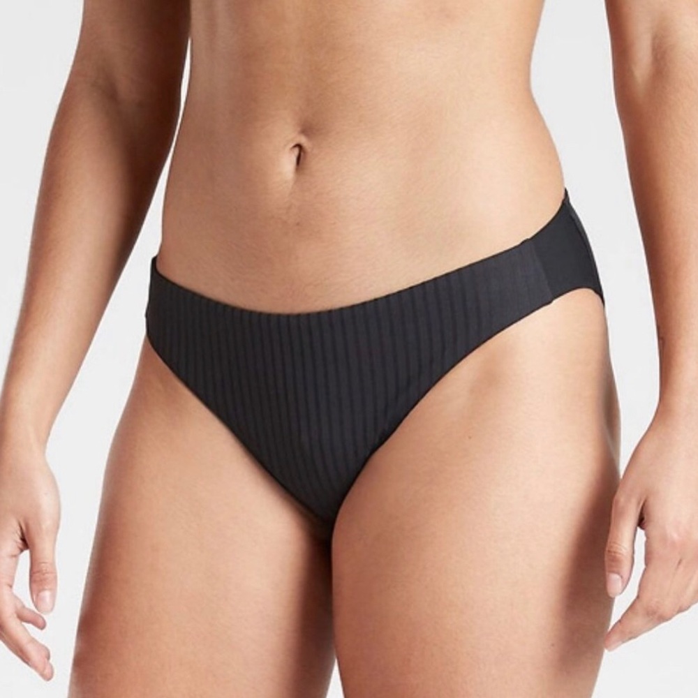 NWT! Athleta Rib Bikini Bottom, Black Size M